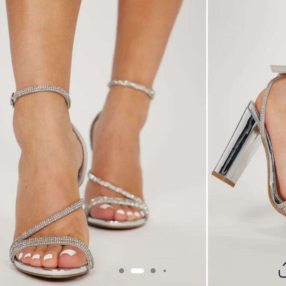 Fashion Nova Shimmering Silver Heels